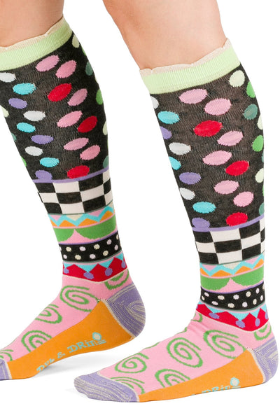 Knee High Socks - Spots and Spirals Multi-colour