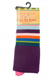 Over Knee Socks - Purple/Blue Multi-colour Spots and Stripes