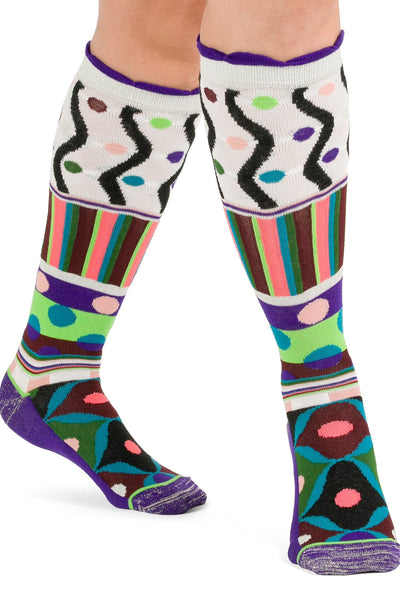 Knee High Socks - Zig Zag and Stripes Multi-colour