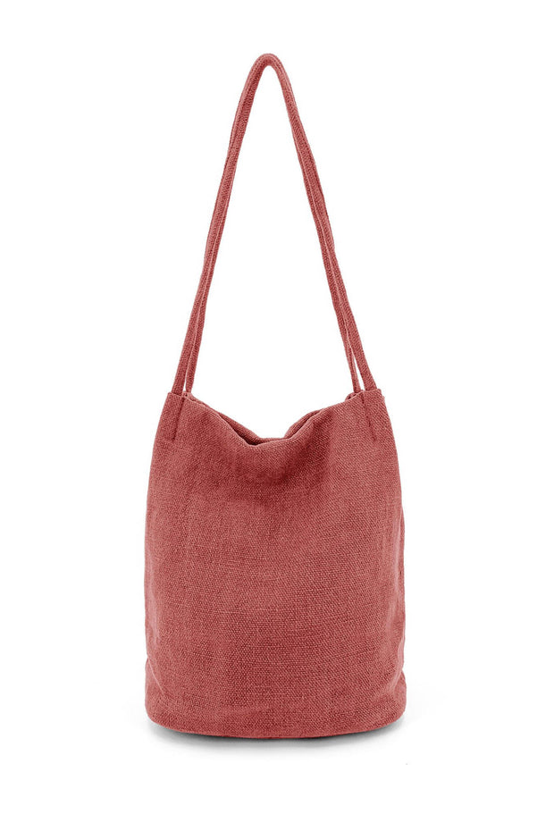 Natural Long Handle Bag - Red