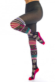 Tights - Brown and Red Multi-colour
